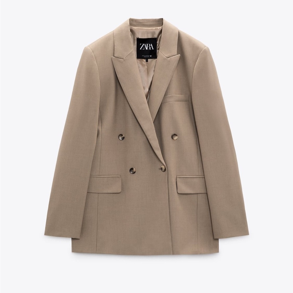 NWT XS double breasted Zara blazer in brown/taupe